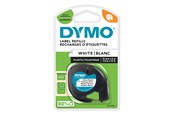 Papir, Fotopapir og Etiketter - DYMO Letratag plastiktape | sort på hvid | 12mm x 4m rulle - S0721660