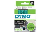 Papir, Fotopapir og Etiketter - DYMO D1 tape | 9mm x 7m rulle | sort på grøn - 409190