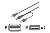 USB kabel - Deltaco USB 2.0 Y Cable 2xM -> 1xF -30cm - USB2-16