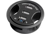 USB hub - Pro 3 port USB 2.0 Hi Speed In-Desk HUB + audio USB hub - 3 ports - Sort - 4040849938948