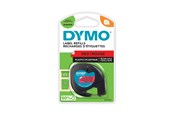 Papir, Fotopapir og Etiketter - DYMO Letratag plastiktape | sort på rød | 12mm x 4m rulle - S0721630