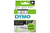 Papir, Fotopapir og Etiketter - DYMO D1 tape | 12mm x 7m rulle | sort på klar - S0720500