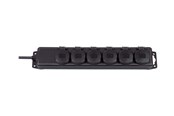 Strømkabel (ekstern) - Brennenstuhl Extension socket IP44 6-way black 2m H07RN-F 3G1.5 - 1159970
