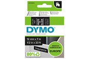 Papir, Fotopapir og Etiketter - DYMO D1 tape | 12mm x 7m rulle | hvid på sort - S0720610
