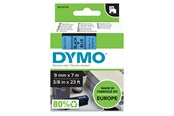 Papir, Fotopapir og Etiketter - DYMO D1 tape | 9mm x 7m rulle | sort på blå - S0720710