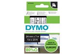 Papir, Fotopapir og Etiketter - DYMO D1 tape | 24mm x 7m rulle | sort på klar - S0720920