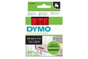 Papir, Fotopapir og Etiketter - DYMO D1 tape | 24mm x 7m rulle | sort på rød - S0720970