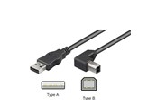 USB kabel - Pro USB-A <-> USB-B 2.0 - 90° - 0.5m - Sort - 4040849930164
