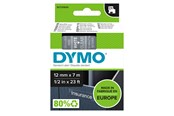 Papir, Fotopapir og Etiketter - DYMO D1 tape | 12mm x 7m rulle | hvid på klar - S0720600