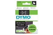 Papir, Fotopapir og Etiketter - DYMO D1 tape | 24mm x 7m rulle | hvid på sort - S0721010