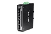 Switch - TRENDnet TI-PG80 8-Port Hardened Industrial Gigabit PoE+ DIN-Rail Switch - TI-PG80