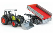 Legetøjsbil - Bruder Claas Nectis 267 F with frontloader and tipping trailer - 02112