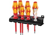 Håndværktøj  - Wera 160 i/7 Rack Skruetrækkersæt Kraftform Plus serie 100 + spændingssøger + rack, 7 dele - 05006147001