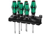 Håndværktøj  - Wera 335/350/355/6 Skruetrækkersæt Kraftform Plus Lasertip + rack, 6 dele - 05105622001