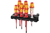 Værktøj - Wera 160 iS/7 Rack Skruetrækkersæt Kraftform Plus serie 100 + spændingssøger + rack. Med reduceret klingediameter, 7 dele - 5006480001