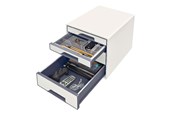 Skrivebordstilbehør - Leitz Skuffekabinet Desk Cube WOW 4-skuffer Hvid - 52132001