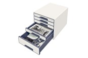 Skrivebordstilbehør - Leitz Skuffekabinet Desk Cube  WOW 5-skuffer Hvid - 52142001