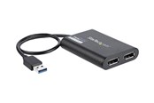 Skærmkabel - StarTech.com USB to Dual DisplayPort Adapter - 4K 60Hz - USB 3.0 (5Gbps) - external video adapter - DisplayLink DL-6950 - black - USB32DP24K60