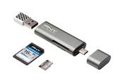 Hukommelseskort - adapter og kortlæser - PNY USB-C CARD READER + USB-A ADAP ACCS - R-TC-UA-3N1E01-RB