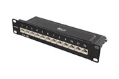 Netværkstilbehør - Deltaco 10-PATCH15 10" patch panel 12xRJ45 Cat6a STP 10Gbps metal black - 10-PATCH15