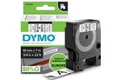 Papir, Fotopapir og Etiketter - DYMO D1 tape | 19mm x 7m rulle | sort på hvid - 45803