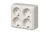 Afbrydermateriel - ABB Stikkontakt 4-DOBBELT (Jussi) PÅBYGNING 16A Hvid - 2TKA001001G1