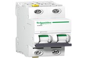 Komponenter til tavler og kasser - Schneider Electric Acti9 iC60N 2P 16A Dobbelt terminal D-karakteristik 6/10kA 230V Bredde 36mm - A9F05216