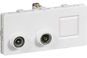 Lauritz Knudsen - LK FUGA antenne/dataudtag 2 modul TV, R og RJ45 sløjfedåse, type TD304, hvid - 508D6302
