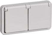 Lauritz Knudsen - LK OPUS stikkontakt dobbelt 2-pol med jord 1½ modul vandret, lysegrå - 521M5512