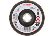 Vinkelsliber - Bosch X-LOCK-lamelslibeskiver, vinklet udførsel, på bæreskive i kunststof og en diameter på 125 mm, G 60, X571, Best for Metal, 1 stk. D = 125 mm; G = 60, vinklet - 2608621768