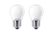 Lyskilder - Philips LED pære Classic Krone 4,3W/827 (40W) mat 2-pak E27 - 929001345757