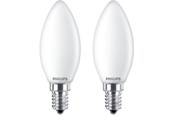 Lyskilder - Philips LED pære Classic Kerte 4,3W/827 (40W) mat 2-pak E14 - 929001345367