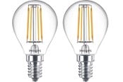 Lyskilder - Philips LED pære Classic Krone 4,3W/827 (40W) Klar 2-pak E14 - 929001890467