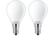 Lyskilder - Philips LED pære Classic Krone 4,3W/827 (40W) mat 2-pak E14 - 929001345567