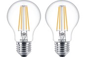 Lyskilder - Philips LED pære Classic Standard 7W/827 (60W) klar 2-pak E27 - 929001387368