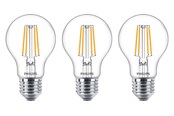 Lyskilder - Philips LED pære Classic Standard 4,3W/827 (40W) Klar 3-pak E27 - 929001890033