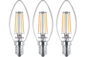 Lyskilder - Philips LED pære Classic Kerte 4,3W/827 (40W) klar 3-pak E14 - 929001889733