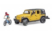 Legetøjsbil - Bruder Jeep Wrangler Rubicon with mountainbike and cyclist - 02543