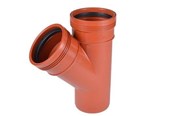 Kloakprodukter - Wavin 110/110x45° grenrør wafix pp rød - 1553446