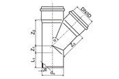 Afløb - ALIAXIS Ht-pp (amax pro) ø110 mm x 110 x 67,5° grå gren - TRW-110-110-067-GD
