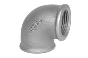 Gevindfittings - +GF+ Vinkel 90° sort muffe/muffe 1 1/2 x 3/4 - 770090125