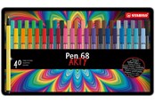Skrive- og Tegneværktøjer - STABILO  Pen 68 Arty, metalæske med 40 farver - ET1064612