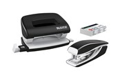 Hulapparater & Hæftemaskiner - Leitz Hæftemaskine & hulapparat sæt WOW Mini NeXXt WOW Mini blister Sort - 55612095