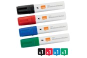 Konference & Præsentation - Nobo  Glide whiteboard marker bred skrå spids 10 mm hurtigttørrende blæk, pakke/4 stk. Assorteret - 1915393