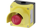 Trykknapper og signalenheder - Siemens Trykknapkasse 22 mm, rund, top, gul, med beskyttelseskrave, 1 hul, metal, ø40mm tryk, 1nc basis montering, top og bund 1 x m20 - 3SU1801-0NA00-2AC2