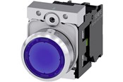Trykknapper og signalenheder - Siemens Oplyst trykknap, 22 mm, rund, metal, skinnende, blå, flad knap 3su1152-0ab50-1ba0 - 3SU1152-0AB50-1BA0