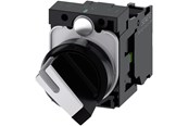 Trykknapper og signalenheder - Siemens Omskifter, kan blive oplyst, 22 mm, rund, plastik, sort, hvid, kort omskifter, 2 afbryder positioner o-i, låsende, 10:30h/13:30h - 3SU1100-2BF60-1BA0