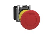 Trykknapper og signalenheder - Schneider Electric Harmony nødstop komplet med ø40 mm paddehoved i rød farve med tryk/drej funktion og 1xno+1xnc, xb5as8445 - XB5AS8445