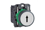 Trykknapper og signalenheder - Schneider Electric Harmony trykknap komplet med fjeder-retur og plan trykflade i hvid farve med sort pil 1xno, xb5aa3341 - XB5AA3341