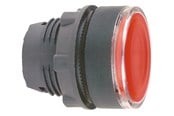 Trykknapper og signalenheder - Schneider Electric Harmony lampetrykshoved i plast for led med fjeder-retur og plan trykflade i rød farve - ZB5AW343